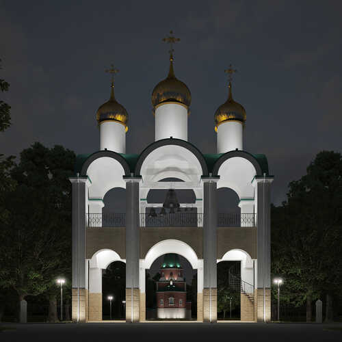 Архитектурная подсветка Храмового комплекса в парке им. Кирова в г. Тирасполь